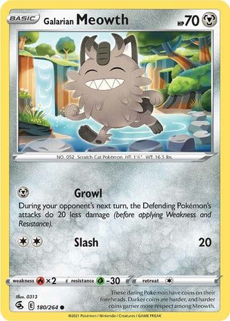 Galarian Meowth 180 264 Common Sword Shield Fusion Strike Singles Galarian Meowth 180 264 Common Sword Shield Fusion Strike Singles