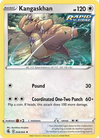 Kangaskhan 204 264 Rare Sword Shield Fusion Strike Singles Kangaskhan 204 264 Rare Sword Shield Fusion Strike Singles