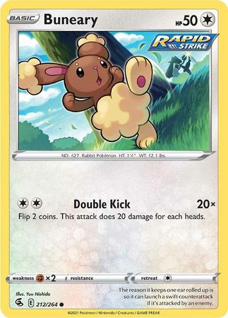 Buneary 212 264 Common Sword Shield Fusion Strike Singles Buneary 212 264 Common Sword Shield Fusion Strike Singles