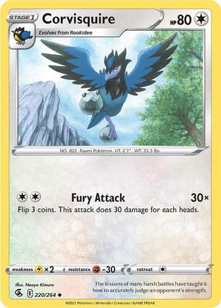 Corvisquire 220 264 Uncommon Sword Shield Fusion Strike Singles Corvisquire 220 264 Uncommon Sword Shield Fusion Strike Singles