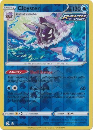 1st Edition Shellder And Cloyster Pokémon Card Evolution Set Near