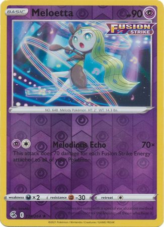  Pokemon Meloetta 124/264 - Fusion Strike - Rare Card Lot -  Playset x4 : Toys & Games