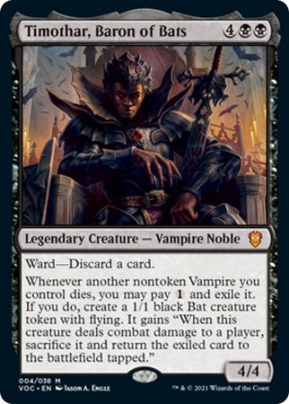 Timothar Baron of Bats 004 038 Foil Innistrad Crimson Vow Commander Singles Timothar Baron of Bats 004 038 Foil Innistrad Crimson Vow Commander Singles