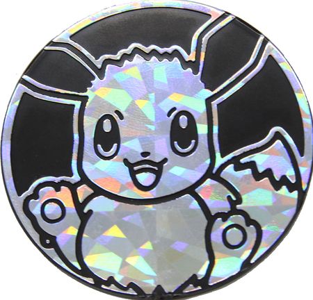 Pokemon Large Eevee Coin Silver Cracked Ice Holofoil