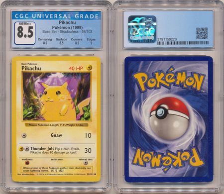 Pokemon card Pikachu 58/102 Basic Common Lightning Base set Used 
