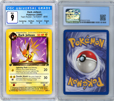 Dark Jolteon 38 82 CGC 9 Mint Uncommon 1st Edition Team Rocket 7200 Team Rocket 1st Edition Singles Dark Jolteon 38 82 CGC 9 Mint Uncommon 1st Edition Team Rocket 7200 Team Rocket 1st Edition Singles