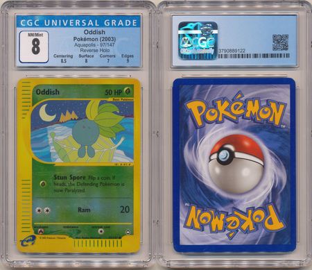 Oddish 97 147 CGC 8 NM Mint Common Reverse Holo Aquapolis 9122 CGC Graded Pokemon Cards Oddish 97 147 CGC 8 NM Mint Common Reverse Holo Aquapolis 9122 CGC Graded Pokemon Cards