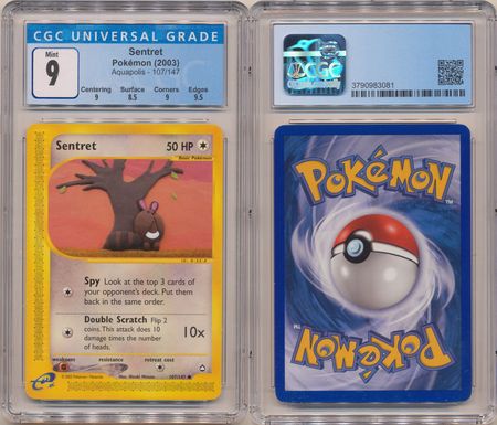 Sentret 107 147 CGC 9 Mint Common Aquapolis 3081 CGC Graded Pokemon Cards Sentret 107 147 CGC 9 Mint Common Aquapolis 3081 CGC Graded Pokemon Cards