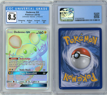 Dedenne GX 219 214 CGC 8 5 NM Mint Hyper Rare Unbroken Bonds 5290 Sun Moon Unbroken Bonds Singles Dedenne GX 219 214 CGC 8 5 NM Mint Hyper Rare Unbroken Bonds 5290 Sun Moon Unbroken Bonds Singles