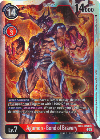 Agumon Bond of Bravery BT6 018 Super Rare Agumon Bond of Bravery BT6 018 Super Rare