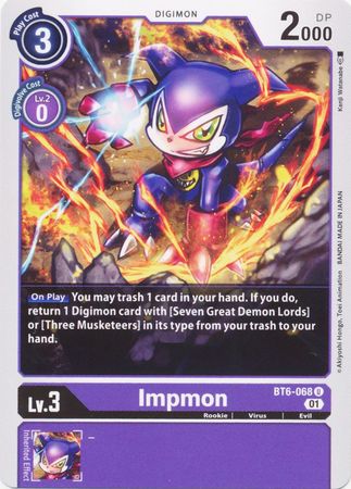 Impmon BT6 068 Uncommon BT06 Singles Impmon BT6 068 Uncommon BT06 Singles