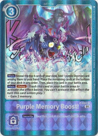 P-040 SR Purple Memory Boost Option P-040 Digimon 