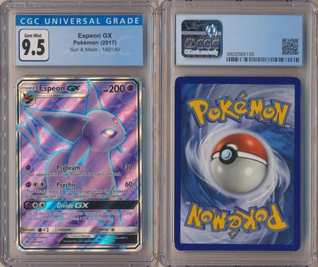 Espeon GX 140 149 CGC 9 5 Gem Mint Full Art Ultra Rare Sun Moon 5135 Sun Moon Base Set Singles Espeon GX 140 149 CGC 9 5 Gem Mint Full Art Ultra Rare Sun Moon 5135 Sun Moon Base Set Singles