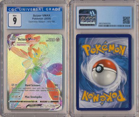 Scizor VMAX 193 189 CGC 9 Mint Hyper Rare Darkness Ablaze 5005 CGC Graded Pokemon Cards Scizor VMAX 193 189 CGC 9 Mint Hyper Rare Darkness Ablaze 5005 CGC Graded Pokemon Cards