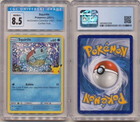 Squirtle - 17/25 - CGC 8.5 NM/Mint+ Holo Promo (McDonald's Promo) 3299