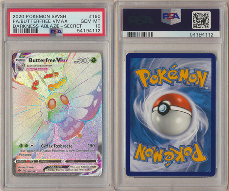 Butterfree VMAX 190 189 PSA 10 GEM MT Hyper Rare Darkness Ablaze 4112 PSA Graded Pokemon Cards Butterfree VMAX 190 189 PSA 10 GEM MT Hyper Rare Darkness Ablaze 4112 PSA Graded Pokemon Cards
