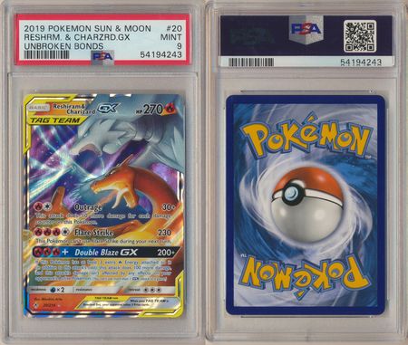 Reshiram Charizard GX 20 214 PSA 9 MINT Ultra Rare Unbroken Bonds 4243 Sun Moon Unbroken Bonds Singles Reshiram Charizard GX 20 214 PSA 9 MINT Ultra Rare Unbroken Bonds 4243 Sun Moon Unbroken Bonds Singles