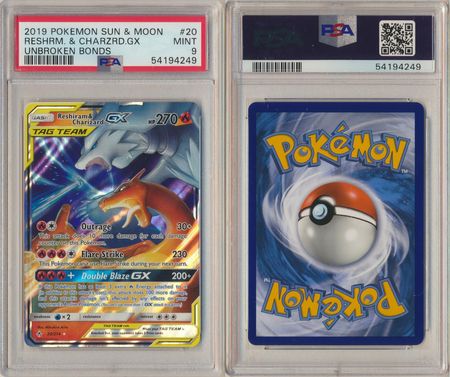 Reshiram Charizard GX 20 214 PSA 9 MINT Ultra Rare Unbroken Bonds 4249 Sun Moon Unbroken Bonds Singles Reshiram Charizard GX 20 214 PSA 9 MINT Ultra Rare Unbroken Bonds 4249 Sun Moon Unbroken Bonds Singles