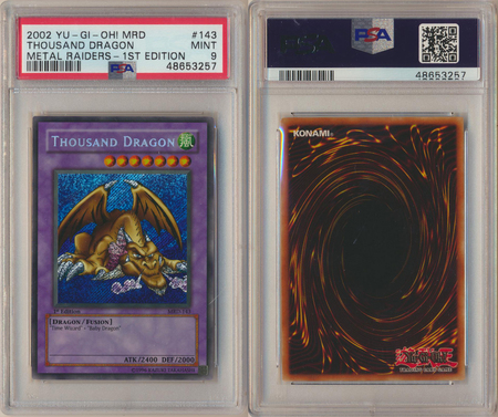 Thousand Dragon MRD 143 PSA 9 MINT Secret Rare 1st Edition 3257 PSA Graded Yugioh Cards Thousand Dragon MRD 143 PSA 9 MINT Secret Rare 1st Edition 3257 PSA Graded Yugioh Cards