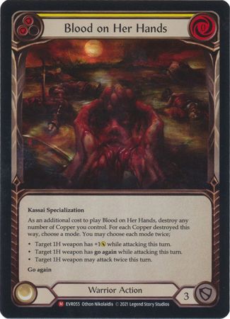 Blood on Her Hands EVR055 Majestic Rainbow Foil 1st Edition Blood on Her Hands EVR055 Majestic Rainbow Foil 1st Edition