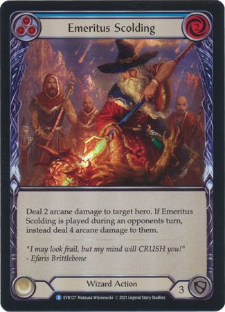 Emeritus Scolding Blue EVR127 Rare Rainbow Foil 1st Edition Everfest 1st Edition Foil Singles Emeritus Scolding Blue EVR127 Rare Rainbow Foil 1st Edition Everfest 1st Edition Foil Singles