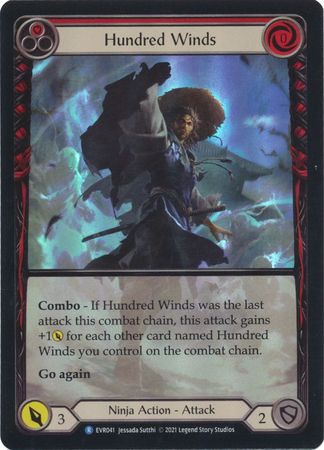 Hundred Winds Red Extended Art EVR041 Rare Rainbow Foil 1st Edition Hundred Winds Red Extended Art EVR041 Rare Rainbow Foil 1st Edition