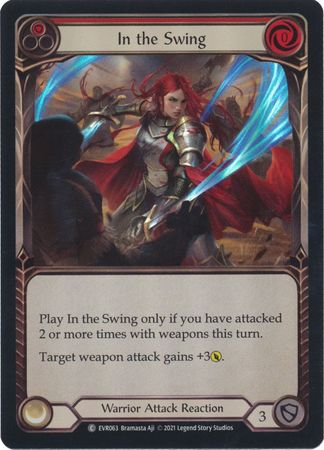 In the Swing Red EVR063 Common Rainbow Foil 1st Edition In the Swing Red EVR063 Common Rainbow Foil 1st Edition