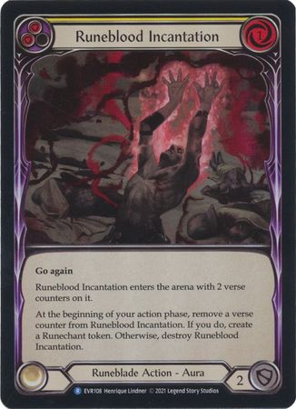 Runeblood Incantation Yellow EVR108 Rare Rainbow Foil 1st Edition Runeblood Incantation Yellow EVR108 Rare Rainbow Foil 1st Edition