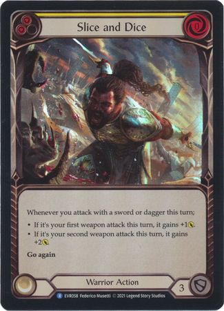 Slice and Dice Yellow EVR058 Rare Rainbow Foil 1st Edition Everfest 1st Edition Foil Singles Slice and Dice Yellow EVR058 Rare Rainbow Foil 1st Edition Everfest 1st Edition Foil Singles