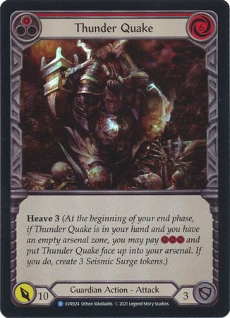 Thunder Quake Red EVR024 Rare Rainbow Foil 1st Edition Everfest 1st Edition Foil Singles Thunder Quake Red EVR024 Rare Rainbow Foil 1st Edition Everfest 1st Edition Foil Singles