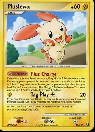Plusle 36 132 Rare Diamond Pearl Secret Wonders Singles Plusle 36 132 Rare Diamond Pearl Secret Wonders Singles