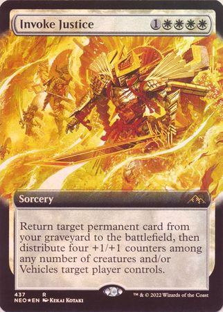 Invoke Justice 437 Extended Art Foil Kamigawa Neon Dynasty Collector Booster Foil Singles Invoke Justice 437 Extended Art Foil Kamigawa Neon Dynasty Collector Booster Foil Singles