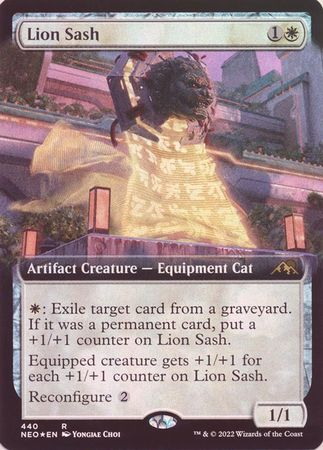 Lion Sash 440 Extended Art Foil Kamigawa Neon Dynasty Collector Booster Foil Singles Lion Sash 440 Extended Art Foil Kamigawa Neon Dynasty Collector Booster Foil Singles