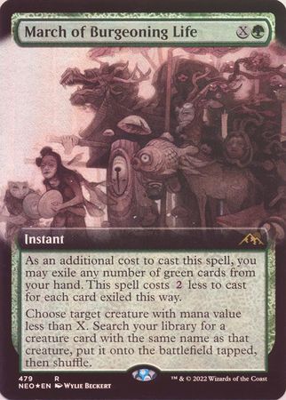 March of Burgeoning Life 479 Extended Art Foil Kamigawa Neon Dynasty Collector Booster Foil Singles March of Burgeoning Life 479 Extended Art Foil Kamigawa Neon Dynasty Collector Booster Foil Singles