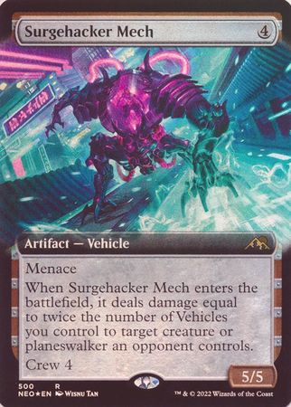 Surgehacker Mech 500 Extended Art Foil Kamigawa Neon Dynasty Collector Booster Foil Singles Surgehacker Mech 500 Extended Art Foil Kamigawa Neon Dynasty Collector Booster Foil Singles