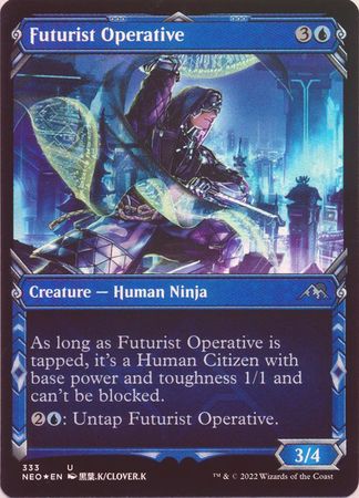 Futurist Operative 333 Showcase Ninja Frame Foil Kamigawa Neon Dynasty Collector Booster Foil Singles Futurist Operative 333 Showcase Ninja Frame Foil Kamigawa Neon Dynasty Collector Booster Foil Singles