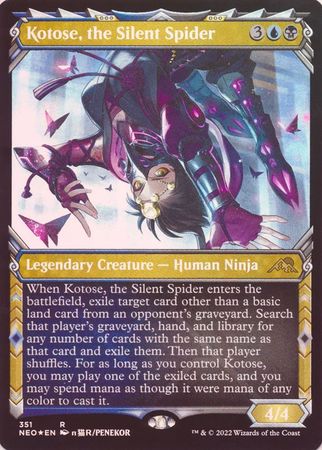 Kotose the Silent Spider 351 Showcase Ninja Frame Foil Kamigawa Neon Dynasty Collector Booster Foil Singles Kotose the Silent Spider 351 Showcase Ninja Frame Foil Kamigawa Neon Dynasty Collector Booster Foil Singles