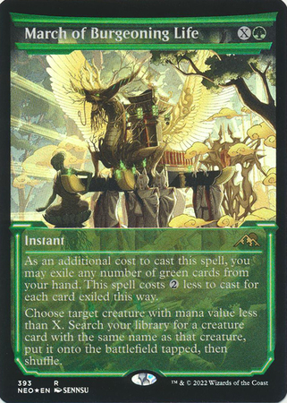March of Burgeoning Life 393 Showcase Soft Glow Frame Foil Kamigawa Neon Dynasty Collector Booster Foil Singles March of Burgeoning Life 393 Showcase Soft Glow Frame Foil Kamigawa Neon Dynasty Collector Booster Foil Singles