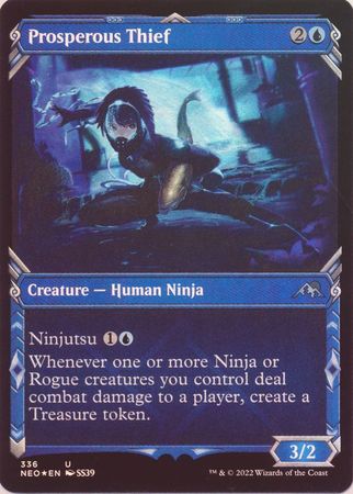 Prosperous Thief 336 Showcase Ninja Frame Foil Kamigawa Neon Dynasty Collector Booster Foil Singles Prosperous Thief 336 Showcase Ninja Frame Foil Kamigawa Neon Dynasty Collector Booster Foil Singles