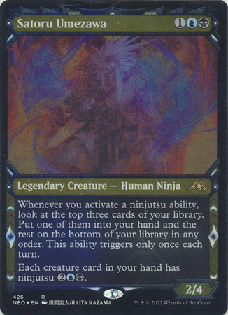 Satoru Umezawa 426 Showcase Ninja Frame Etched Foil Kamigawa Neon Dynasty Collector Booster Foil Singles Satoru Umezawa 426 Showcase Ninja Frame Etched Foil Kamigawa Neon Dynasty Collector Booster Foil Singles