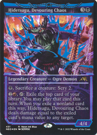 Hidetsugu Devouring Chaos 431 Showcase Blue Neon Ink Foil Kamigawa Neon Dynasty Collector Booster Foil Singles Hidetsugu Devouring Chaos 431 Showcase Blue Neon Ink Foil Kamigawa Neon Dynasty Collector Booster Foil Singles