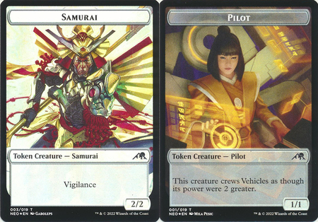 Samurai 003 019 Pilot 001 019 Double sided Token Foil Kamigawa Neon Dynasty Collector Booster Foil Singles Samurai 003 019 Pilot 001 019 Double sided Token Foil Kamigawa Neon Dynasty Collector Booster Foil Singles