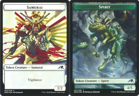 Samurai 003 019 Spirit 011 019 Double sided Token Foil Kamigawa Neon Dynasty Collector Booster Foil Singles Samurai 003 019 Spirit 011 019 Double sided Token Foil Kamigawa Neon Dynasty Collector Booster Foil Singles