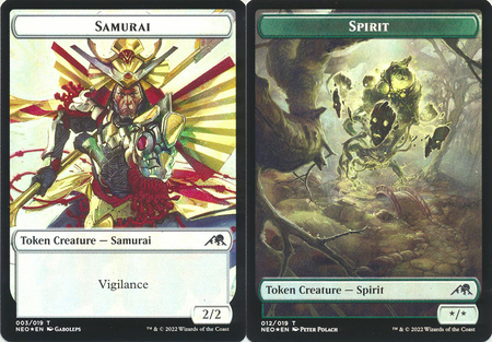 Samurai 003 019 Spirit 012 019 Double sided Token Foil Kamigawa Neon Dynasty Collector Booster Foil Singles Samurai 003 019 Spirit 012 019 Double sided Token Foil Kamigawa Neon Dynasty Collector Booster Foil Singles