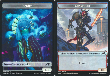 Spirit 002 019 Construct 006 019 Double sided Token Foil Kamigawa Neon Dynasty Collector Booster Foil Singles Spirit 002 019 Construct 006 019 Double sided Token Foil Kamigawa Neon Dynasty Collector Booster Foil Singles