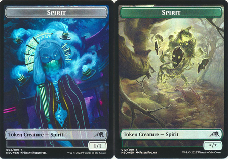 Spirit 002 019 Spirit 012 019 Double sided Token Foil Kamigawa Neon Dynasty Collector Booster Foil Singles Spirit 002 019 Spirit 012 019 Double sided Token Foil Kamigawa Neon Dynasty Collector Booster Foil Singles