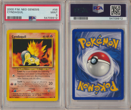 Cyndaquil 56 111 PSA 9 MINT Common Unlimited Neo Genesis 9912 PSA Graded Pokemon Cards Cyndaquil 56 111 PSA 9 MINT Common Unlimited Neo Genesis 9912 PSA Graded Pokemon Cards