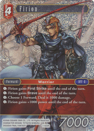 Firion 1 022R Rare Foil Opus 1 Wave 1 Printing Opus I Wave I Printing Firion 1 022R Rare Foil Opus 1 Wave 1 Printing Opus I Wave I Printing