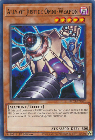 Ally of Justice Omni Weapon HAC1 EN087 Common 1st Edition Hidden Arsenal Chapter 1 1st Edition Singles Ally of Justice Omni Weapon HAC1 EN087 Common 1st Edition Hidden Arsenal Chapter 1 1st Edition Singles