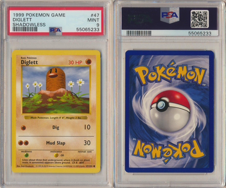 Diglett 47 102 PSA 9 MINT Common Shadowless 5233 PSA Graded Pokemon Cards Diglett 47 102 PSA 9 MINT Common Shadowless 5233 PSA Graded Pokemon Cards
